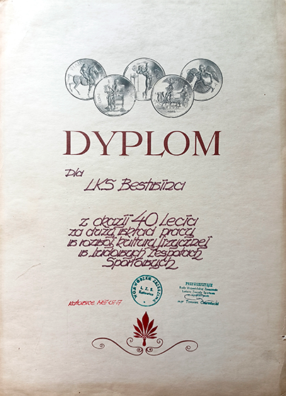 Czterdziestolecie Klubu - dyplom