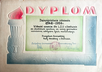 Dziesięciolecie Klubu - dyplom