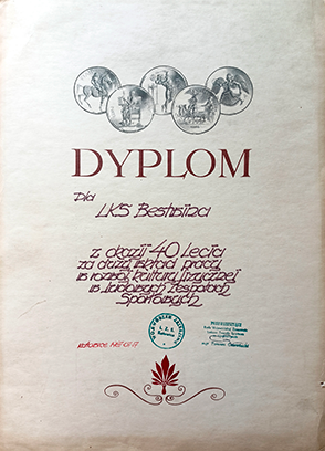 Czterdziestolecie Klubu - dyplom